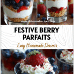 Layered 4th of July berry parfaits with strawberries, blueberries, and whipped cream for a patriotic dessert.
